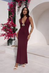 Coastal Caprice Maxi Dress Burgundy