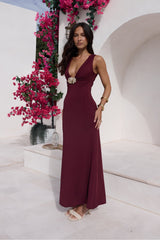 Coastal Caprice Maxi Dress Burgundy