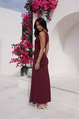 Coastal Caprice Maxi Dress Burgundy