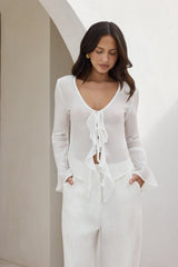Peaceful Days Long Sleeve Top White