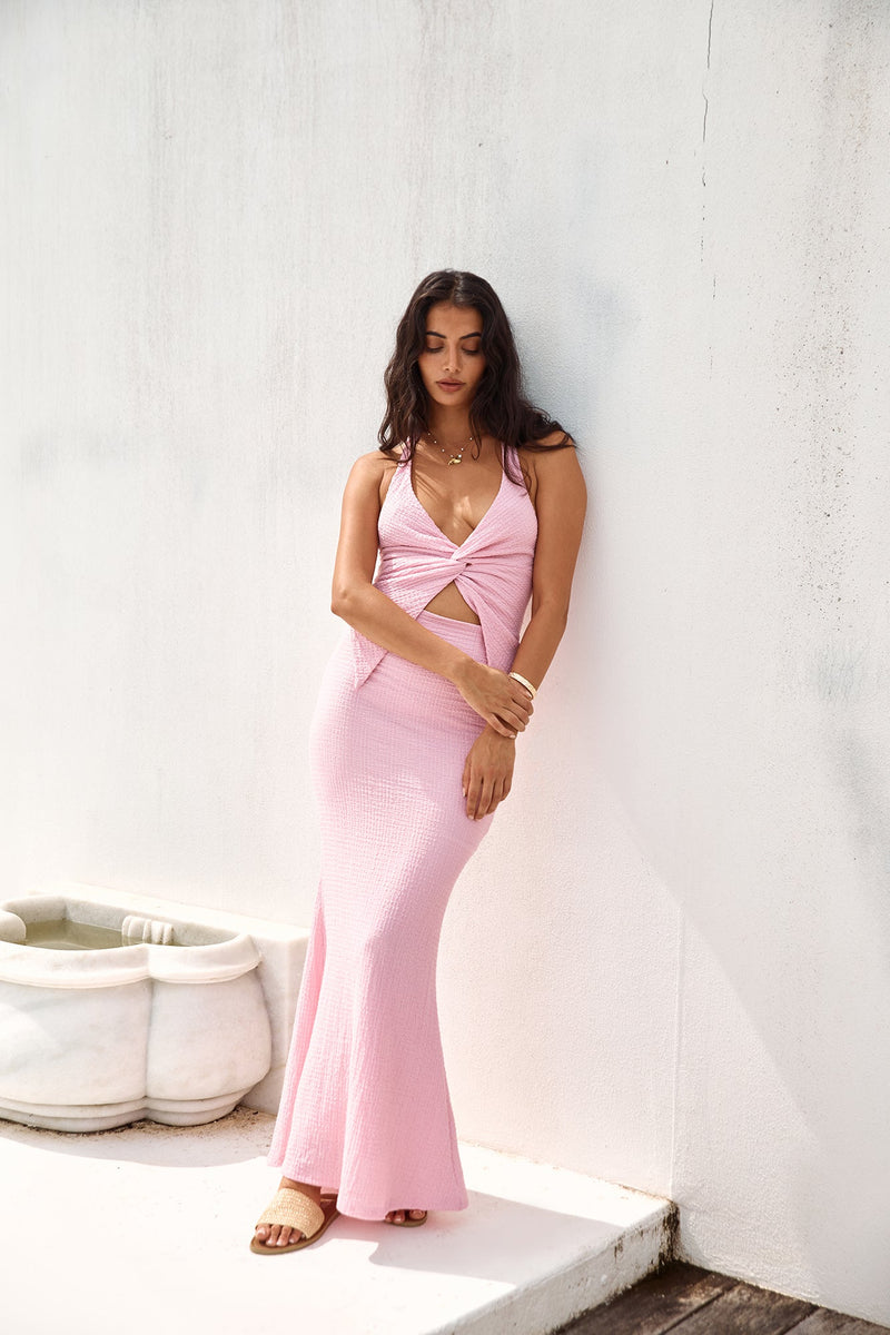 Palm Tree Paradise Halter Top Pink