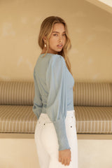 Brush Of Luck Long Sleeve Top Blue