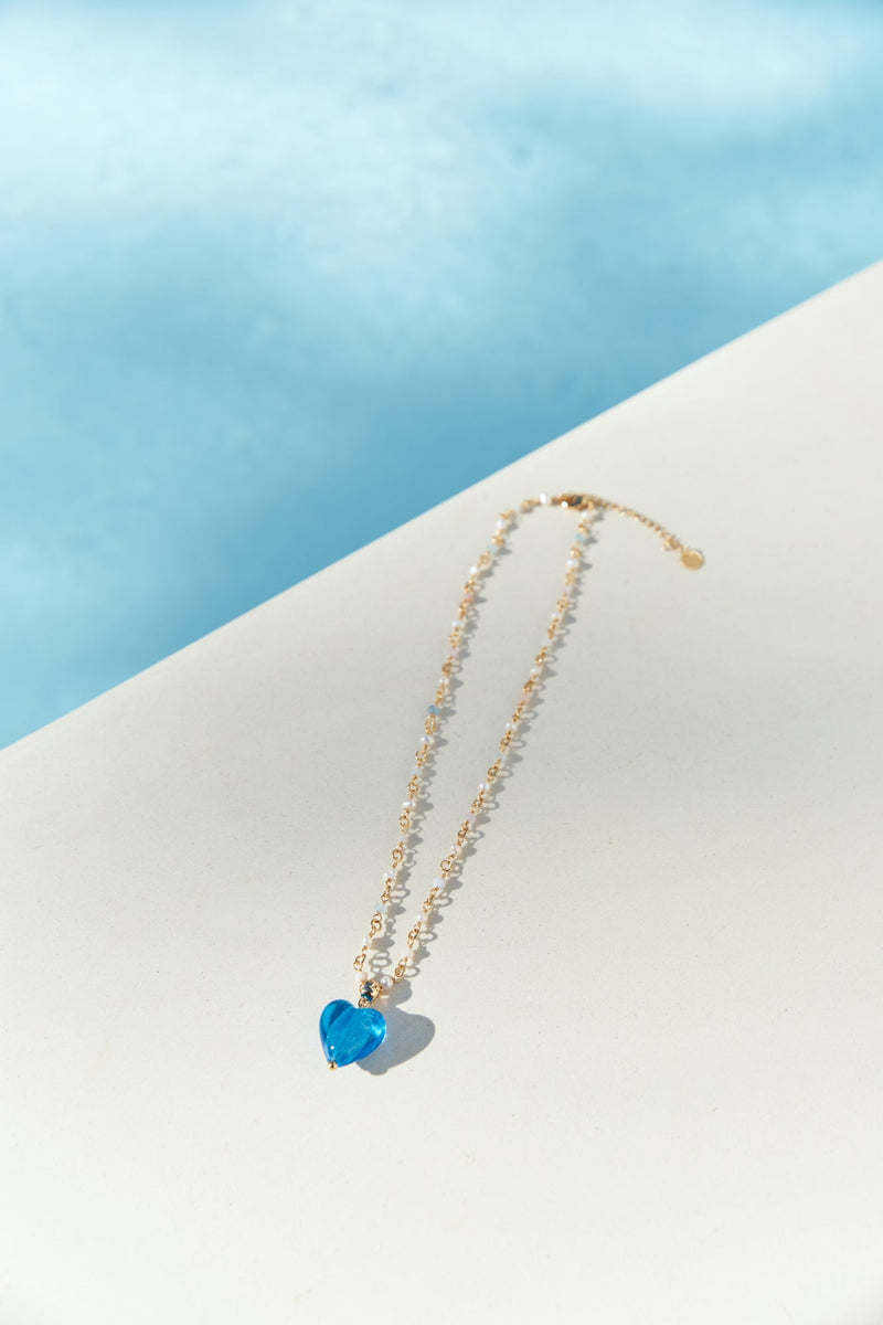 Heart You Necklace Blue