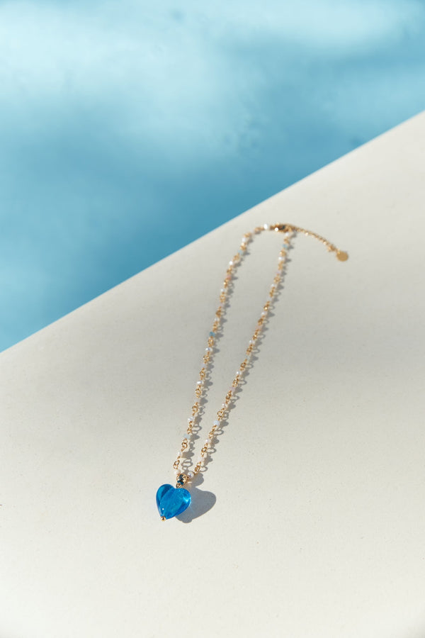 Heart You Necklace Blue