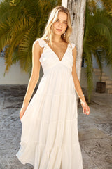 Blossoming Love Maxi Dress White
