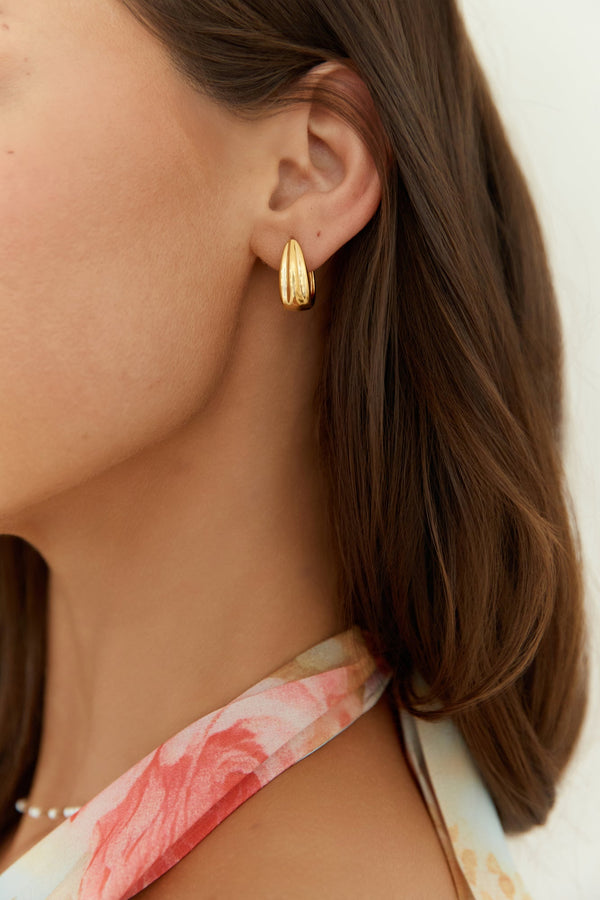 14k Gold Plated Crystal Cove Earrings Gold