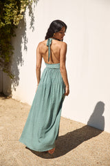 Cobbled Streets Halter Maxi Dress Green