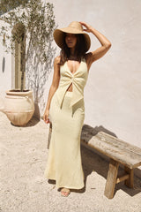 Palm Tree Paradise Halter Top Yellow
