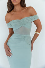 You’re Radiant Off Shoulder Maxi Dress Green