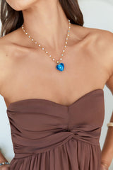 Heart You Necklace Blue