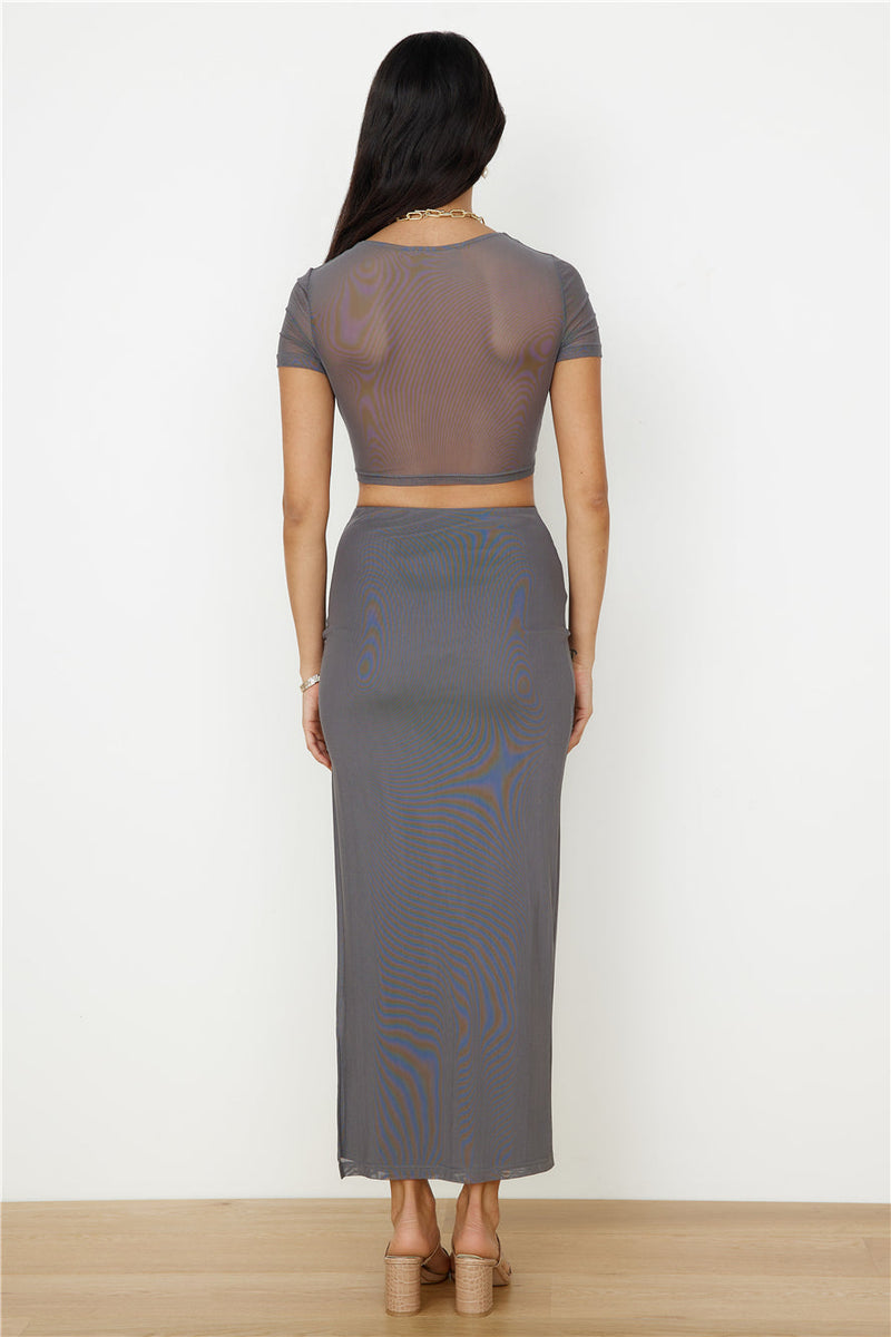 Enchanted Horizon Maxi Skirt Grey