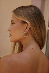 18k Gold Plated Charmed Hoop Earrings Gold