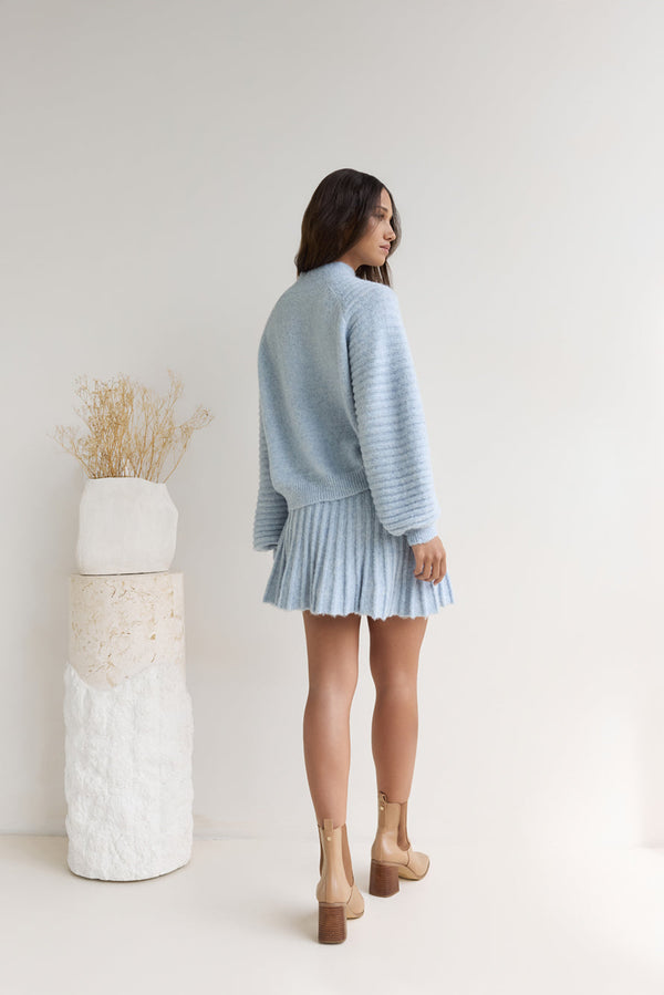Season Of Dreams Knit Mini Skirt Blue