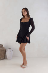 Drift And Dream Long Sleeve Mini Dress Black