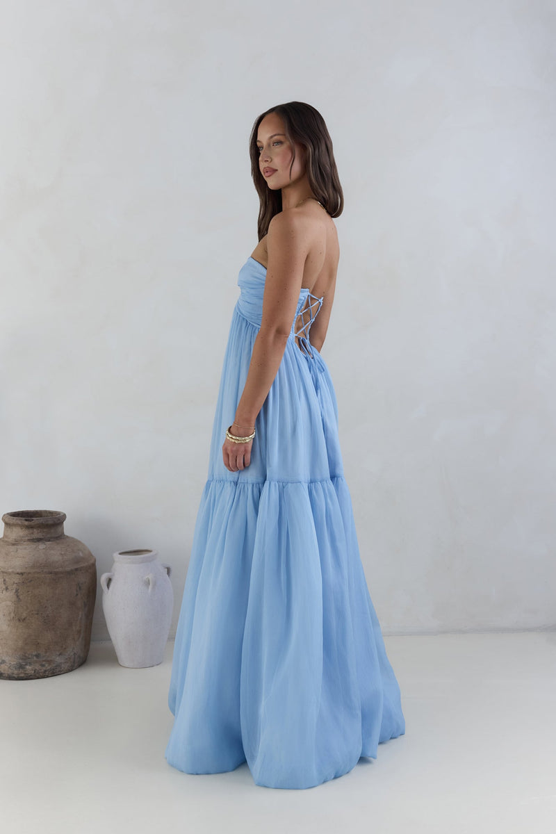 Unforgettable Style Strapless Maxi Dress Blue
