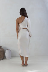 Whisk Away Midi Dress Champagne