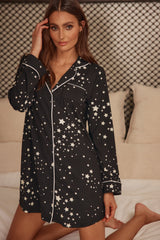 Kara Cloud Jersey Boyfriend Shirt in Black Stars