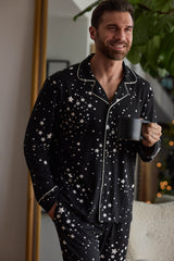 Noah Cloud Jersey PJ Set in Black Stars