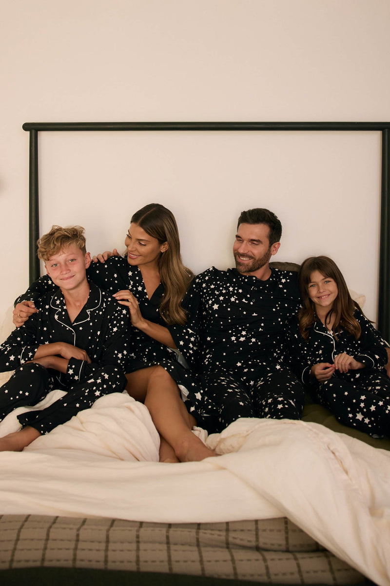 Alex Cloud Jersey Tween PJ Set in Black Stars