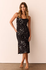 Chanelle Cloud Jersey Slip Dress in Black Stars