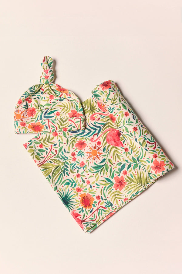 Swaddle & Beanie Cloud Jersey in Copacabana