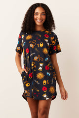 Alaina Cloud Jersey Shirt Dress in Mystic