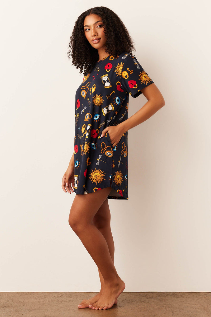 Alaina Cloud Jersey Shirt Dress in Mystic