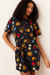 Alaina Cloud Jersey Shirt Dress in Mystic