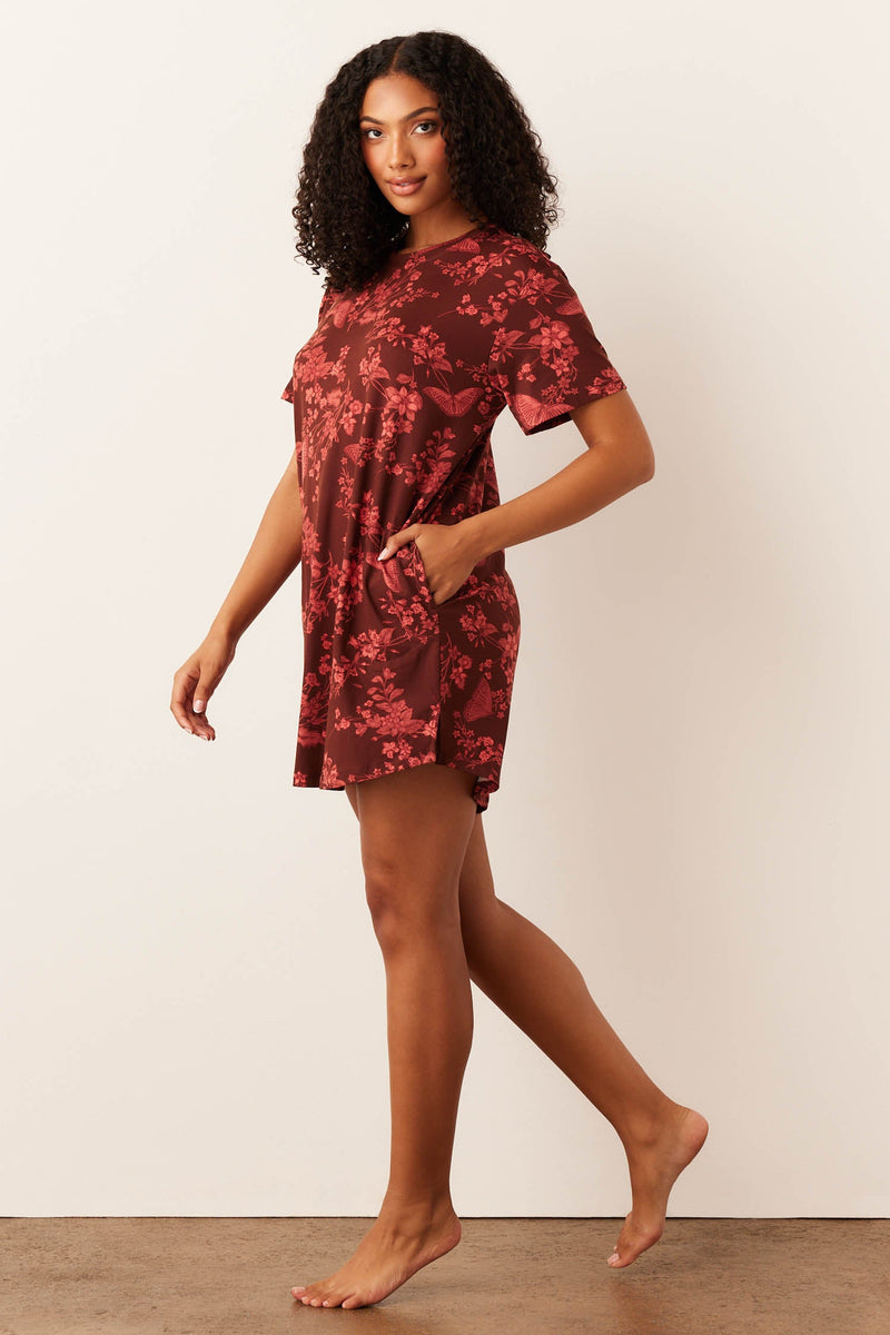Alaina Cloud Jersey Shirt Dress in Botanical