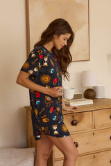 Alaina Cloud Jersey Shirt Dress in Mystic