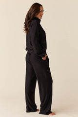 Felicia Cloud Fleece Half Zip in Noire