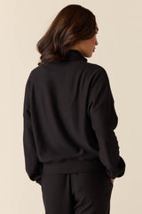 Felicia Cloud Fleece Half Zip in Noire