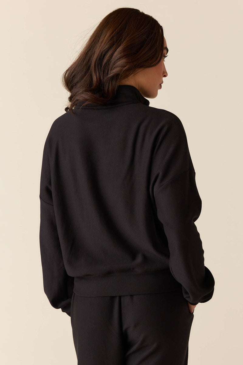 Felicia Cloud Fleece Half Zip in Noire