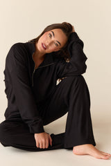 Felicia Cloud Fleece Half Zip in Noire