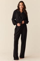 Sofia Cloud Fleece Wide Leg in Noire