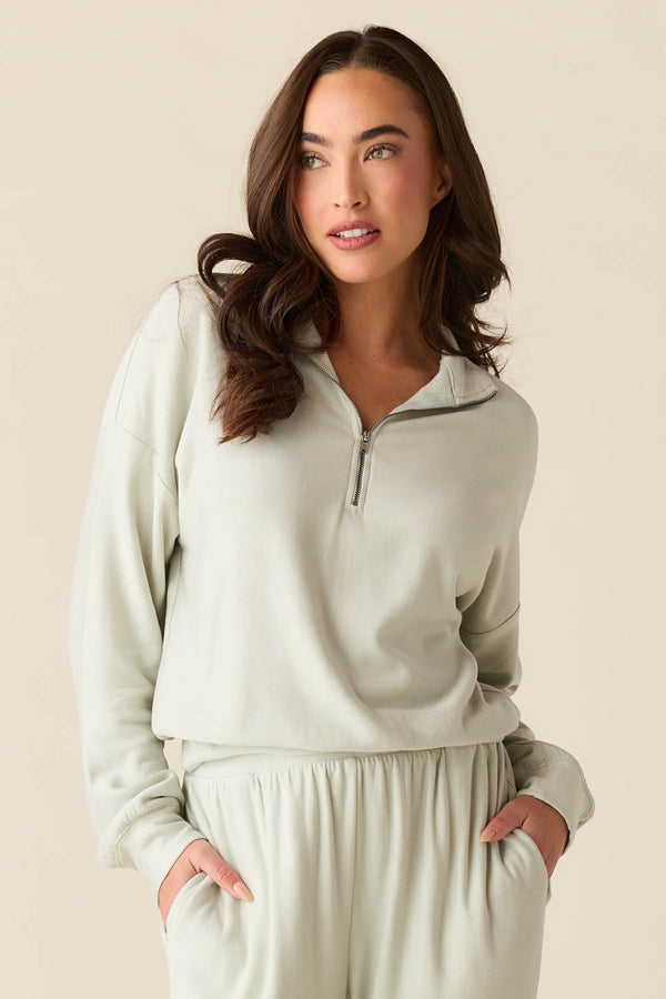 Felicia Cloud Fleece Half Zip in Mist