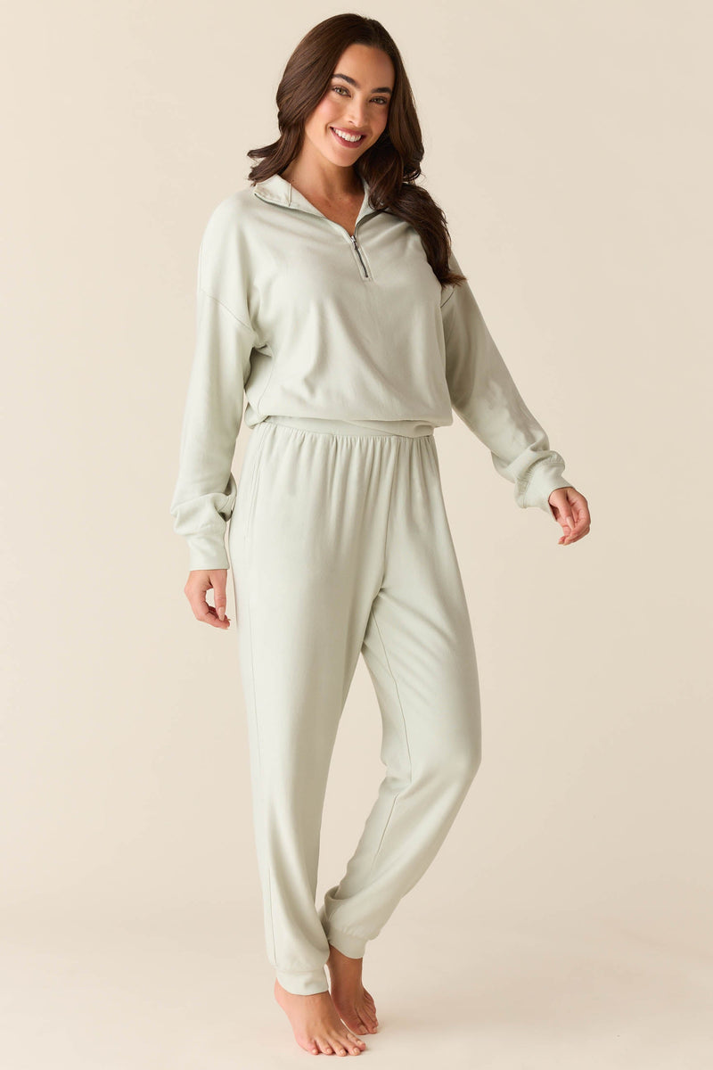 Felicia Cloud Fleece Half Zip in Mist