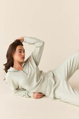Felicia Cloud Fleece Half Zip in Mist
