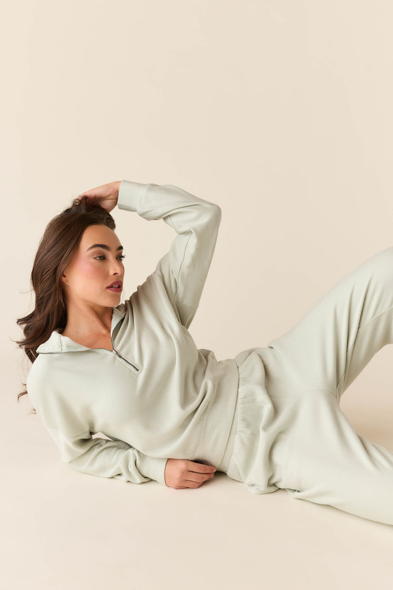 Felicia Cloud Fleece Half Zip in Mist