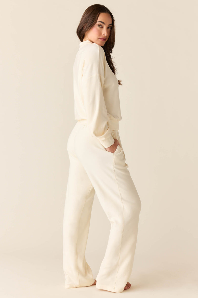 Felicia Cloud Fleece Half Zip in Meringue
