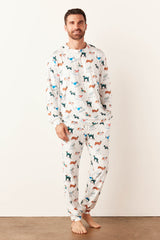 Adam Cloud Jersey Henley Set in Aprés Pups