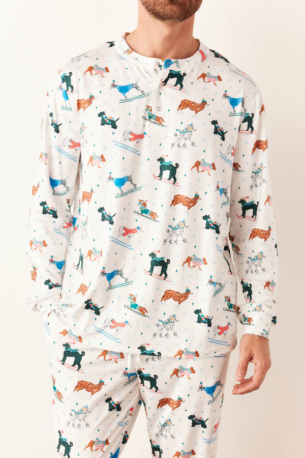 Adam Cloud Jersey Henley Set in Aprés Pups