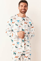Adam Cloud Jersey Henley Set in Aprés Pups