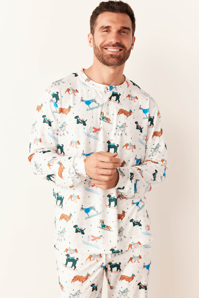 Adam Cloud Jersey Henley Set in Aprés Pups