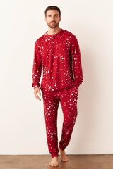 Adam Cloud Jersey Henley Set in Red Stars