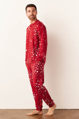 Adam Cloud Jersey Henley Set in Red Stars
