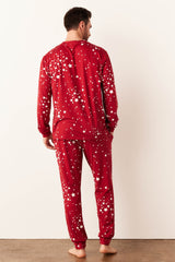Adam Cloud Jersey Henley Set in Red Stars