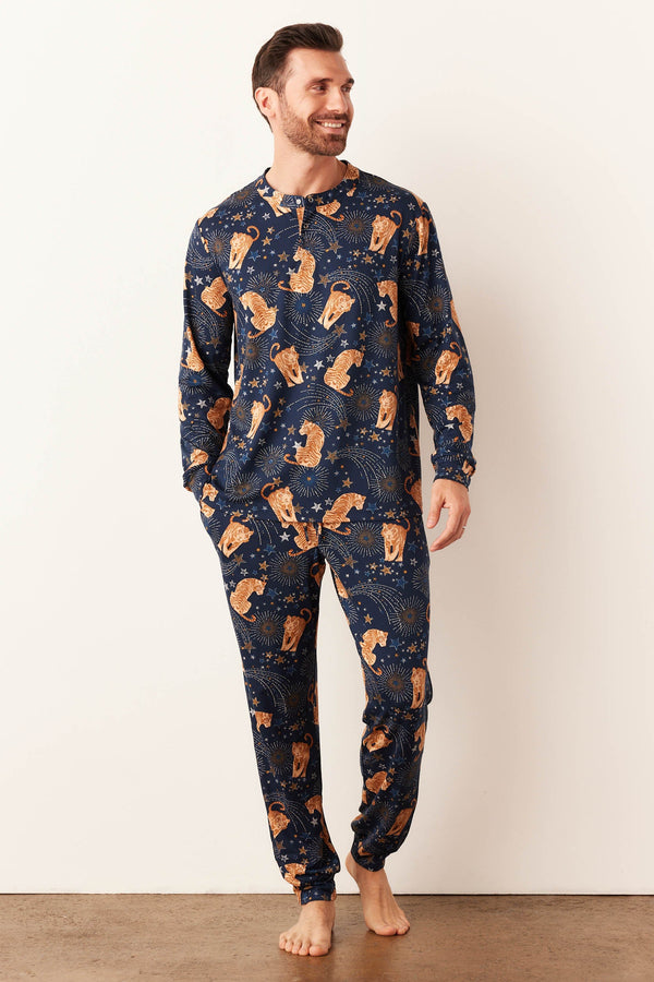 Adam Cloud Jersey Henley Set in Cosmic Jungle