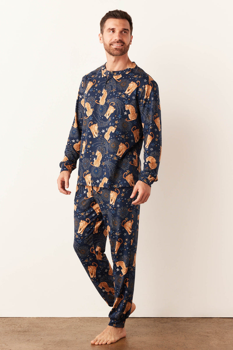 Adam Cloud Jersey Henley Set in Cosmic Jungle