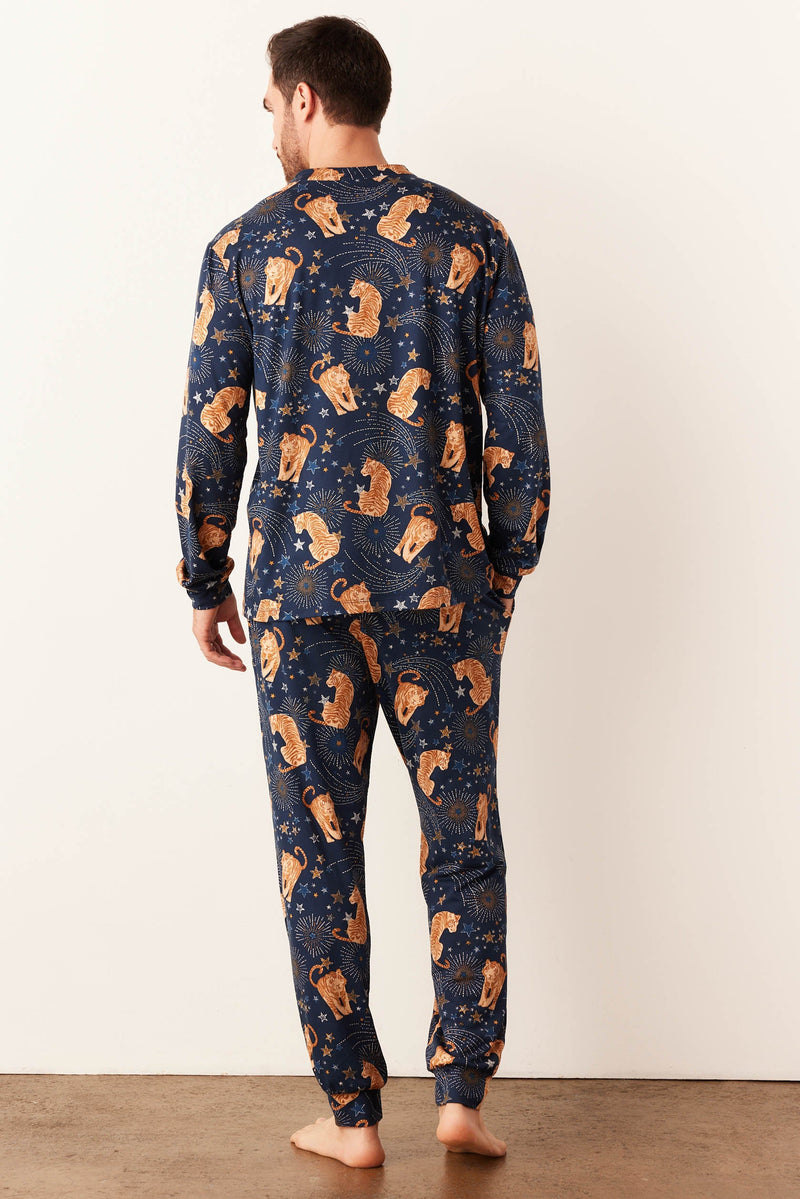 Adam Cloud Jersey Henley Set in Cosmic Jungle
